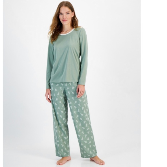 Charter Club Women's 2-Pc. Long-Sleeve Pajamas Set Green Size M 3220 - Picture 1 of 1